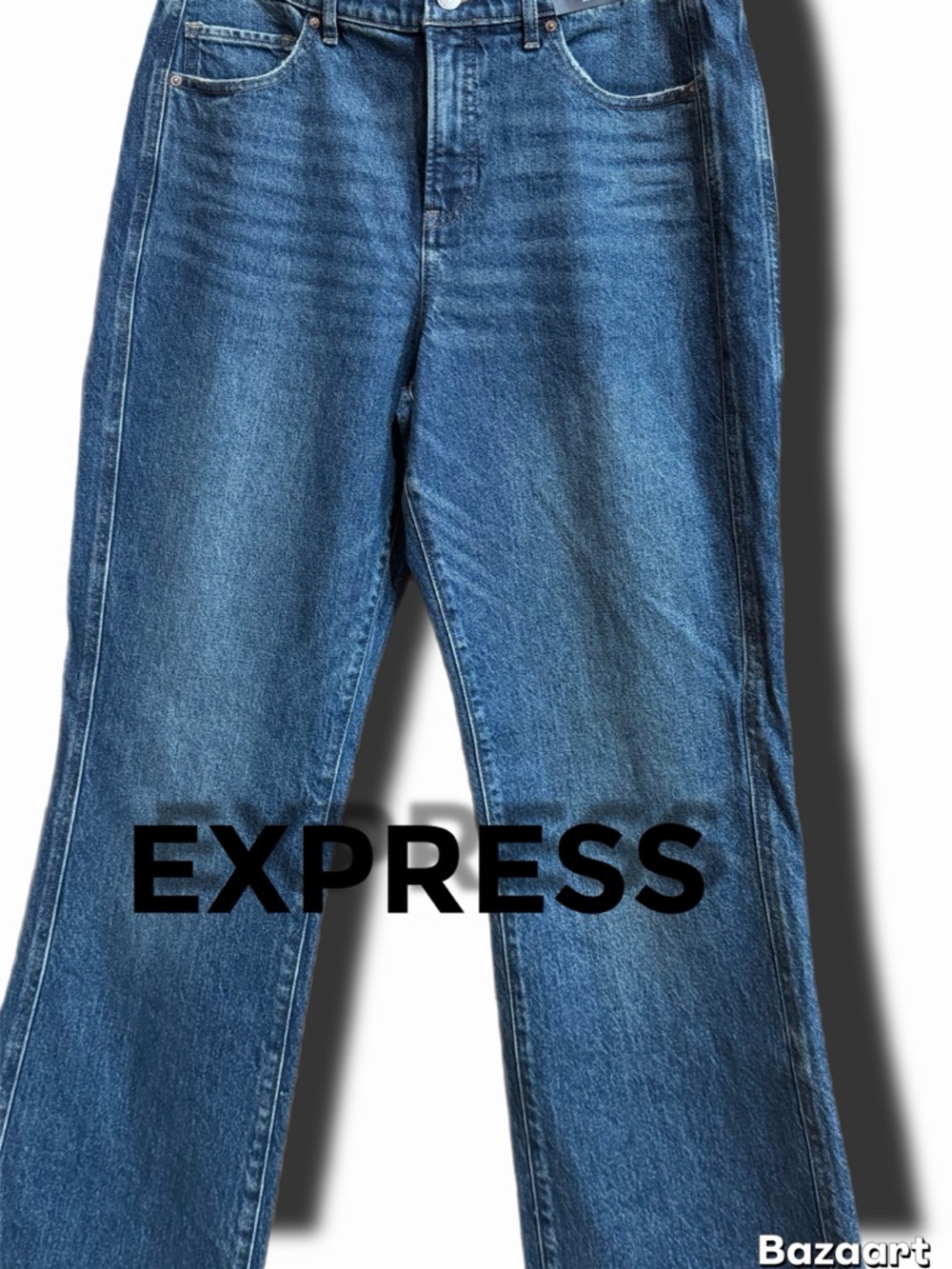 Express Women's Medium Blue Straight-Leg Jeans